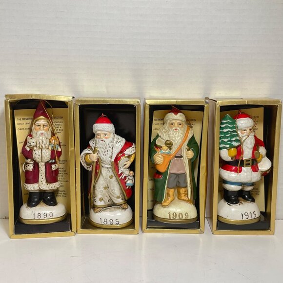 Vintage Santa Claus Figurine Set Of 4 By Bradford Editions 1890 1895 1909 1915 - Picture 4 of 12